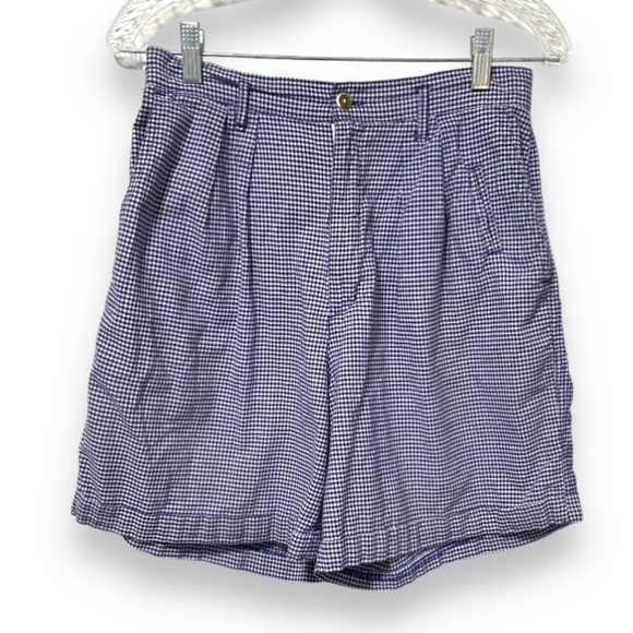 Vintage The Limited Royal Blue and White Gingham High Rise Shorts Womens Size 10 - Picture 1 of 15
